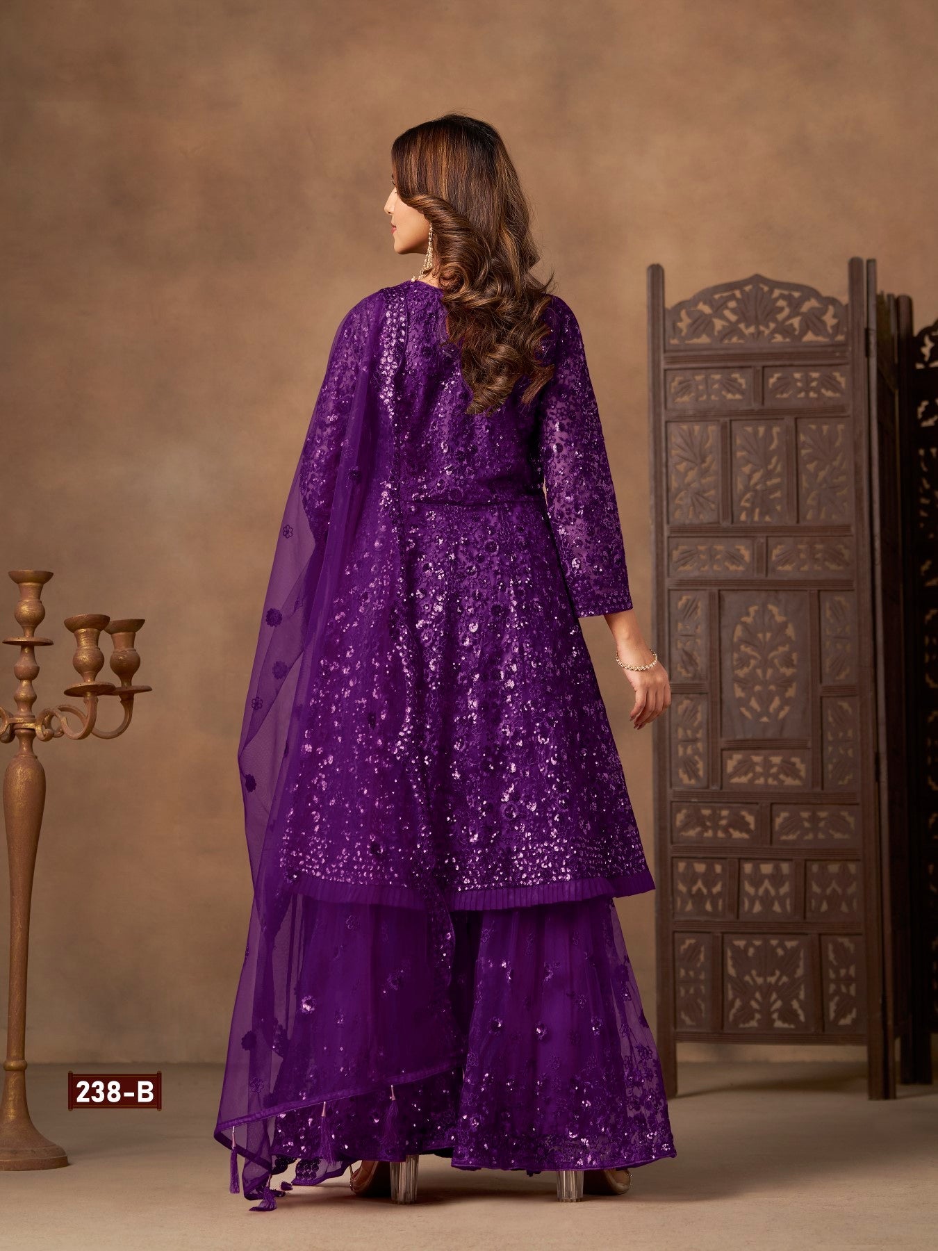 Anaita Violet Net Sharara Suit With Heavy Sequin Work
