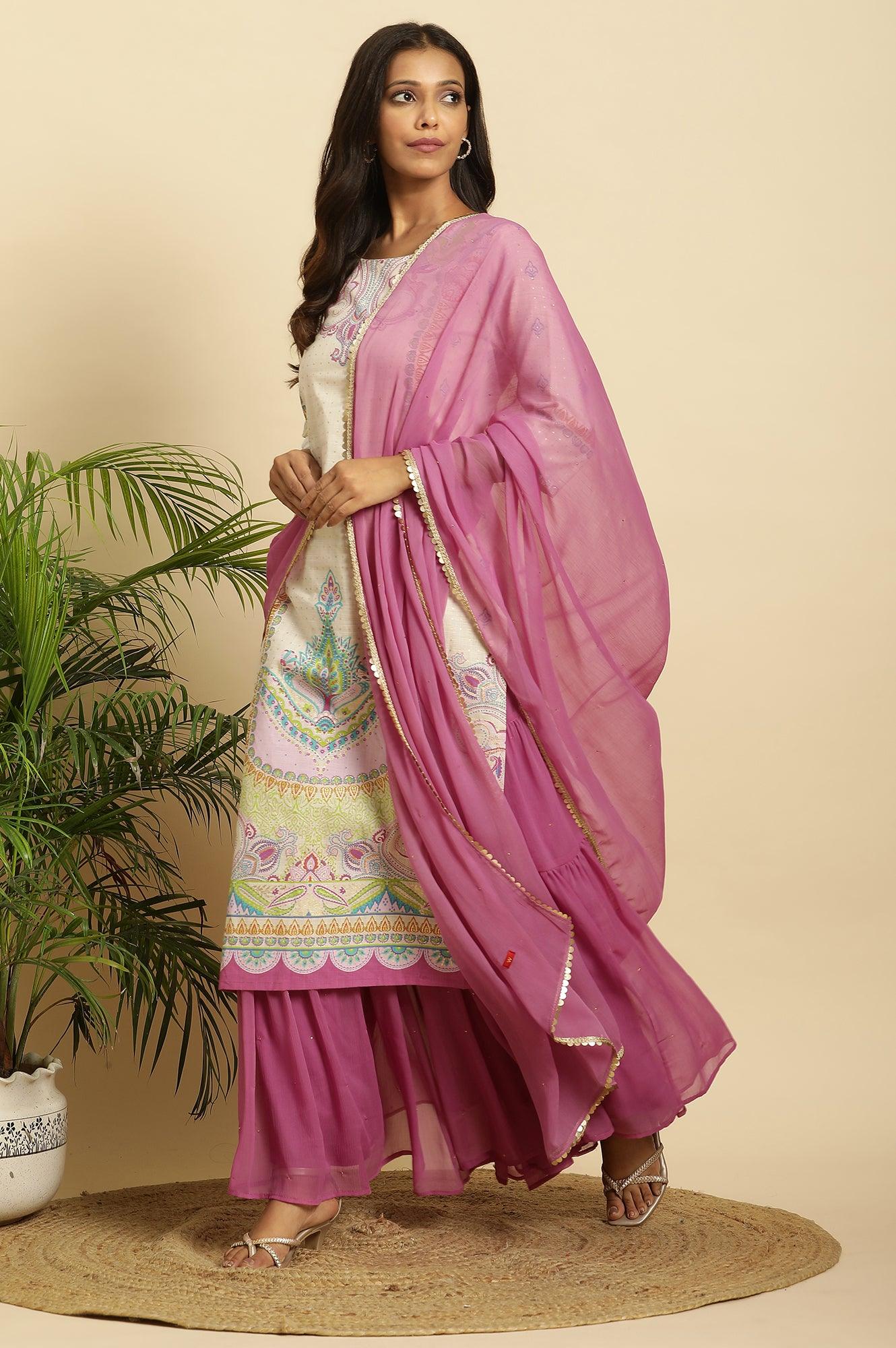 W for Woman Purple Tiered Chiffon Sharara