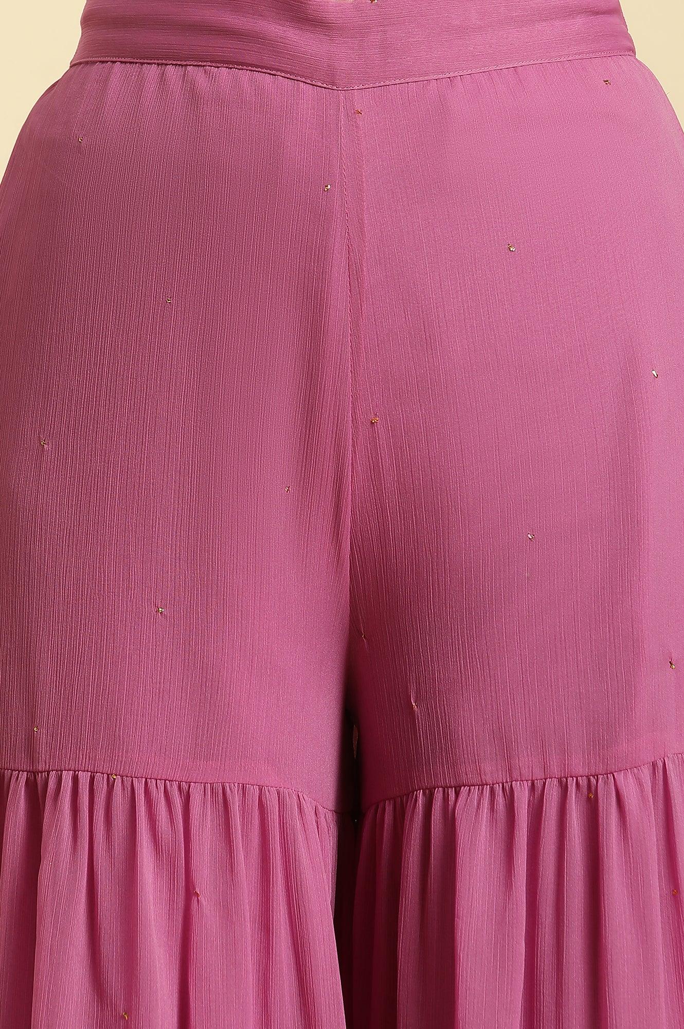 W for Woman Purple Tiered Chiffon Sharara