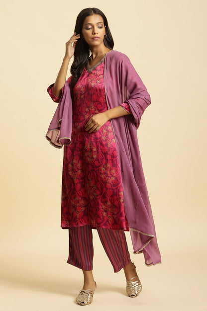 W for Woman Purple Chiffon Dupatta with Gota Border