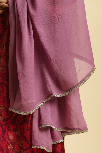 W for Woman Purple Chiffon Dupatta with Gota Border