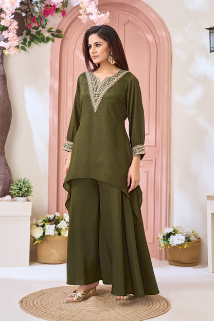 Anaita Mehndi Readymade Suit with Coding Work