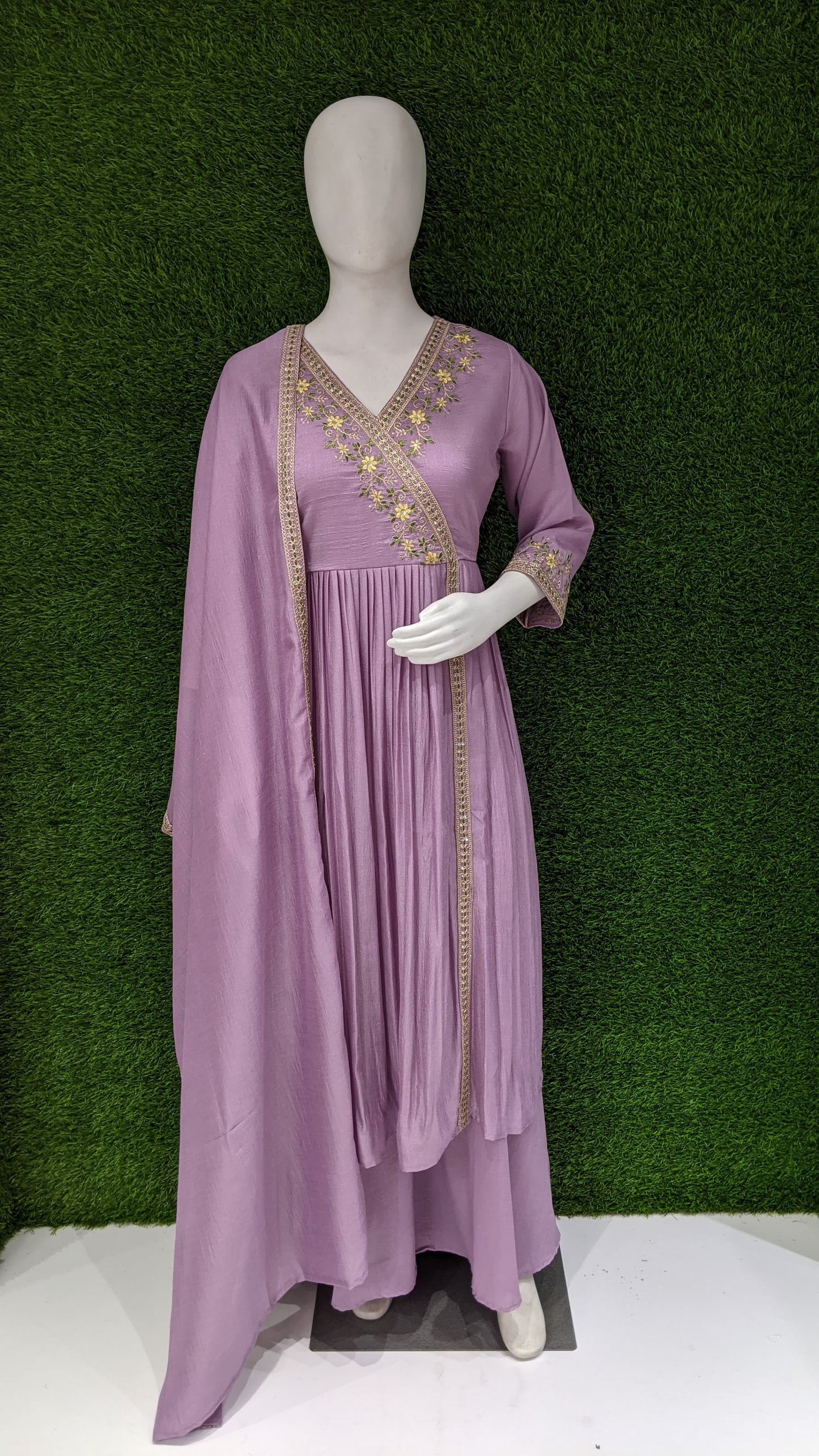 Anaita Purple Anarkali Readymade Suit with Embroidery Work