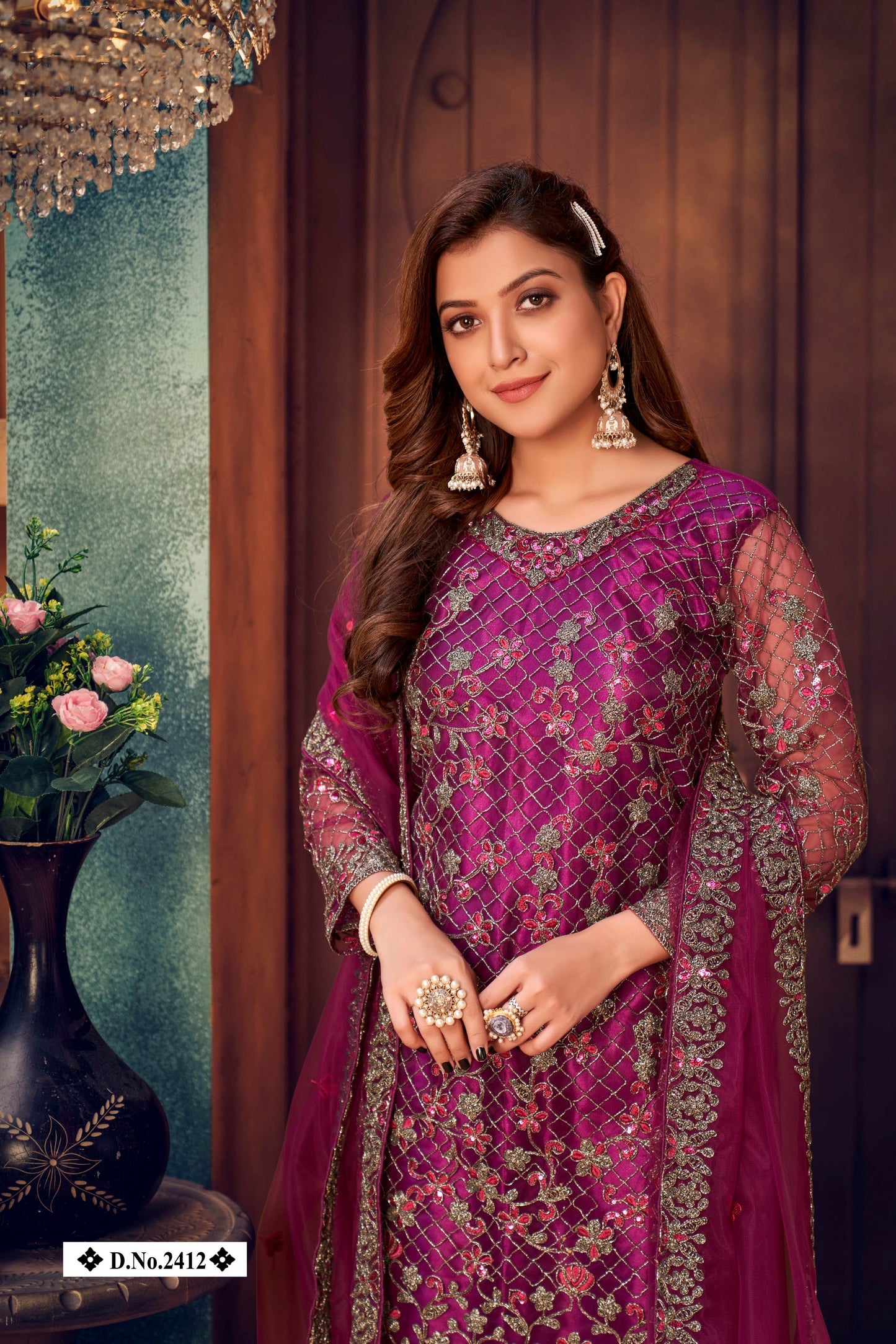 Anaita Purple Embroidered Net Salwar Suit