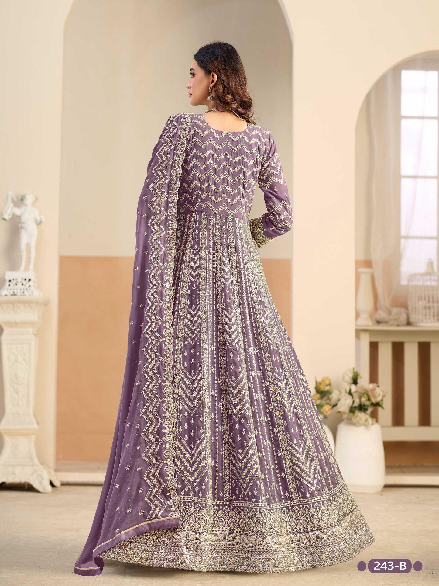 Anaita Lavender Faux Georgette Anarkali Suit With Embroidery Work