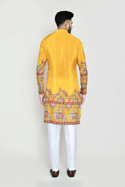 Joban Fashion White Colored Rayon Based With Digital & Sequence Work Fabric Kurta,Straight Fit Pant