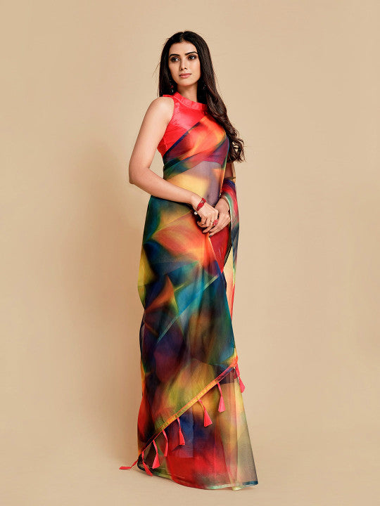 Sangria Women Peach Sarees