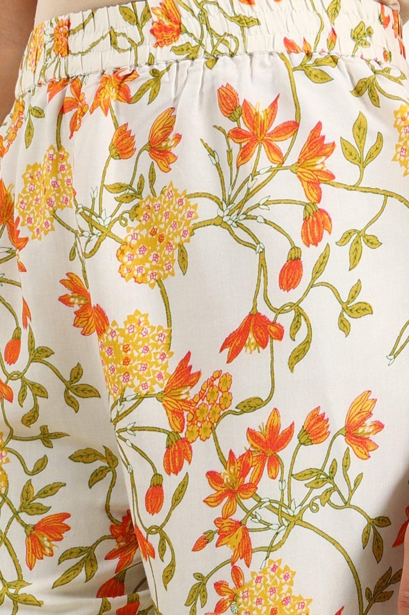 W for Woman White Floral Printed Thread Embroidered Neck Chiffon A-Line Kurta, Straight Pants And Dupatta Set