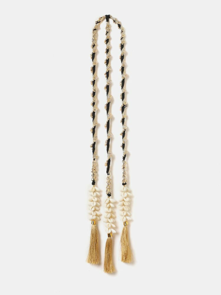 Ruby Raang Gold Gota Pati Work And Black Thread And Shells With Gold Stones