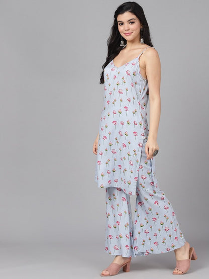 Aks Floral Printed Regular Kurta With Sharara