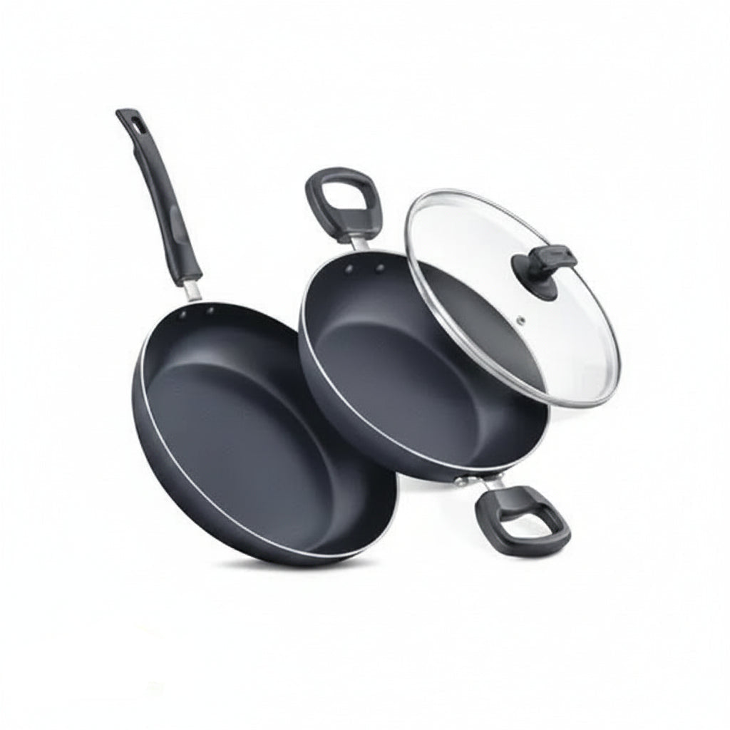 Judge by Prestige Everyday Non-Stick Combi Pack Kadai 24cm with Glass Lid + Fry Pan 24cm