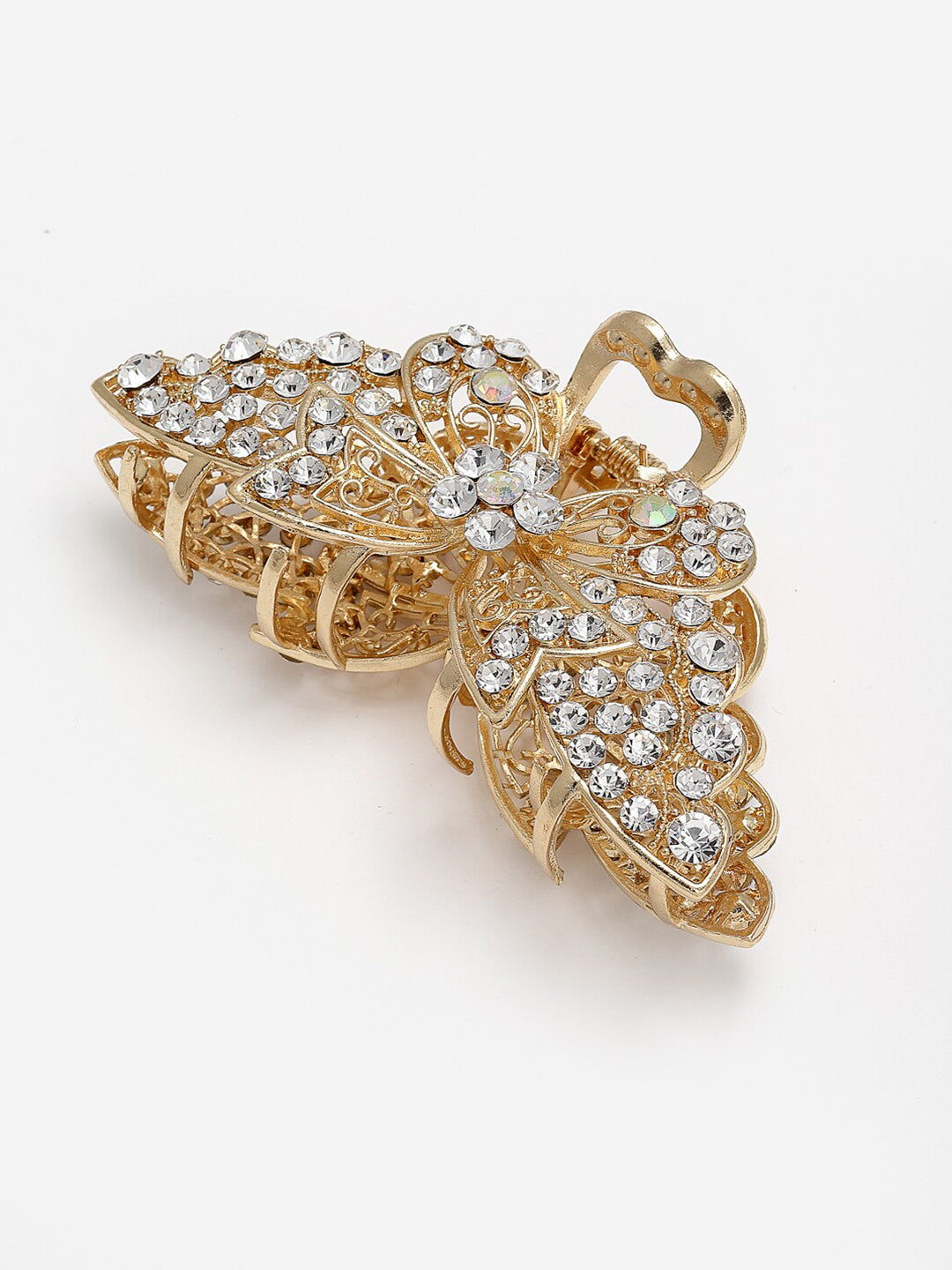 Panash Women Gold-Toned & White Embellished Claw Clip