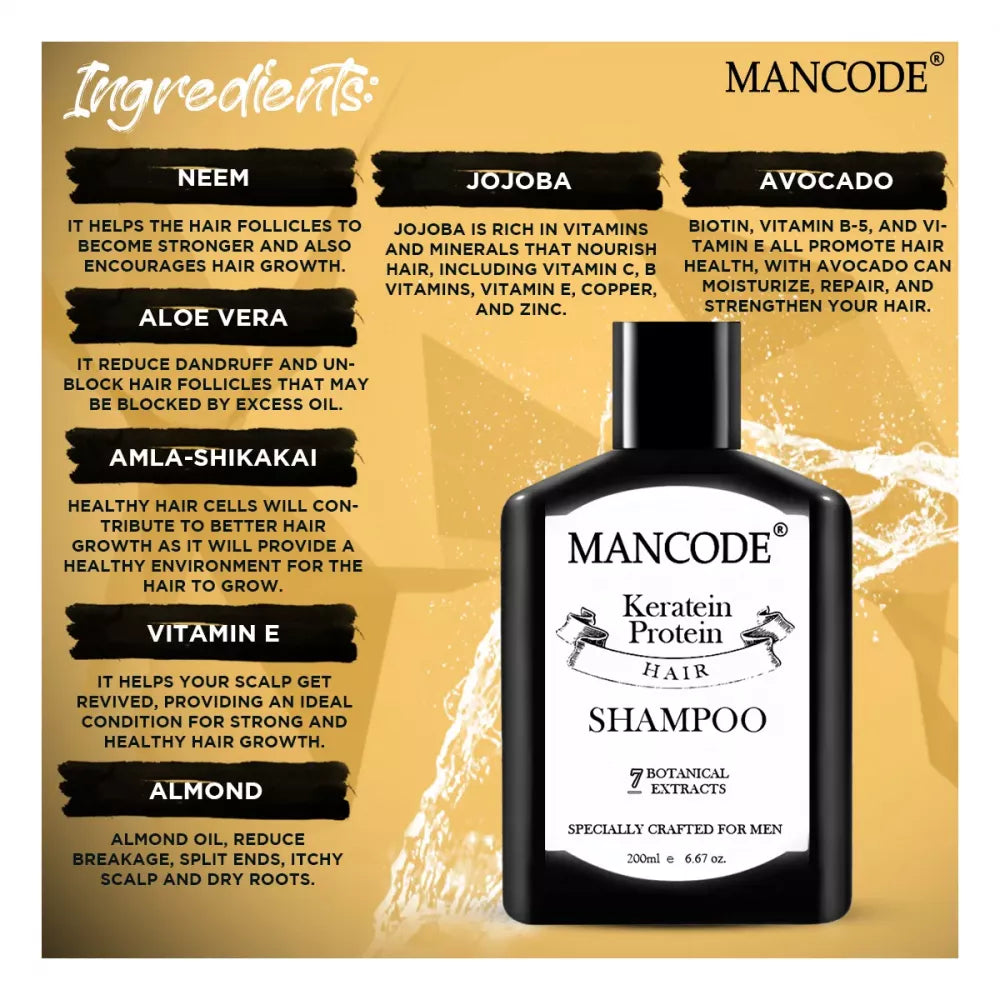 Mancode Keratin Shampoo - 200 ml