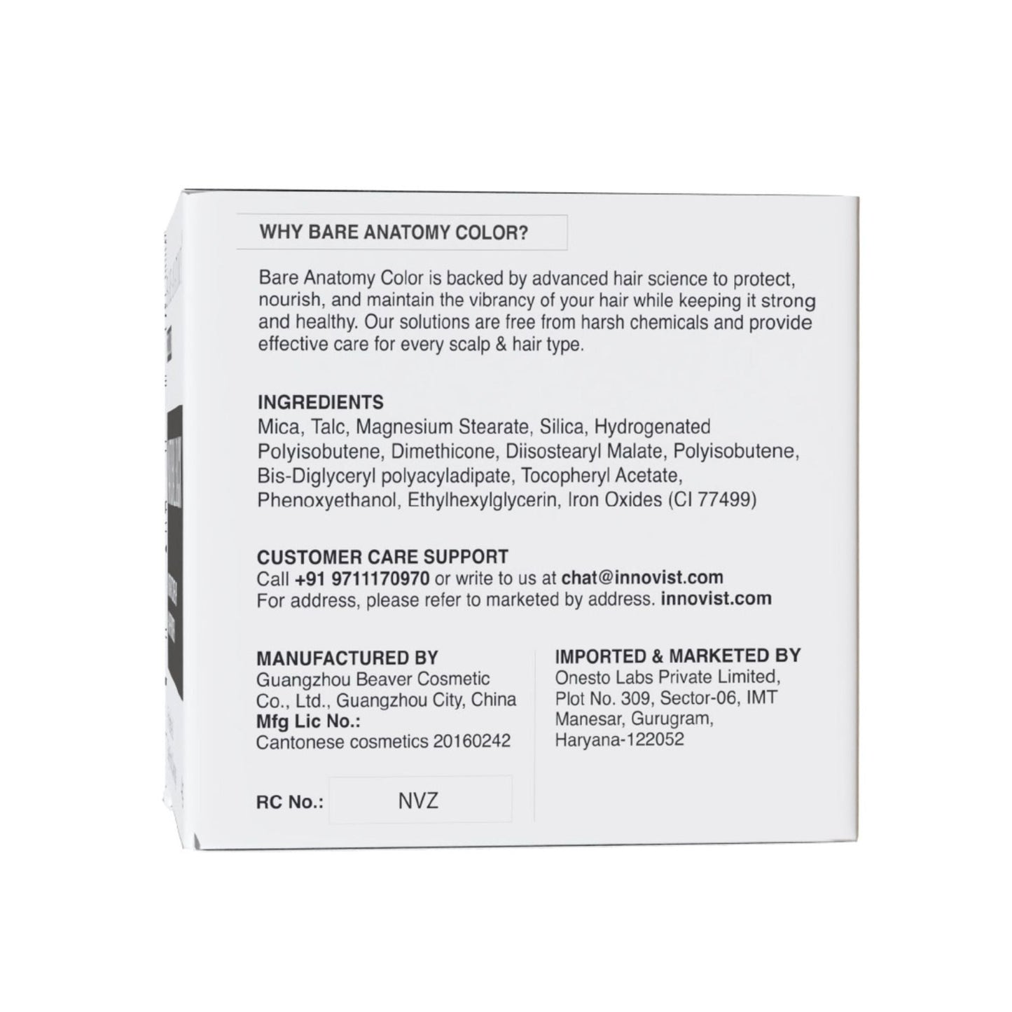 Bare Anatomy Cover-Up Hair Powder 100% Instant Grey Coverage Seamless Natural Finish - Black