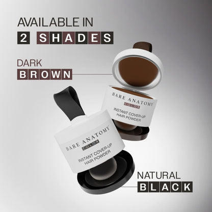Bare Anatomy Cover-Up Hair Powder 100% Instant Grey Coverage Seamless Natural Finish - Black