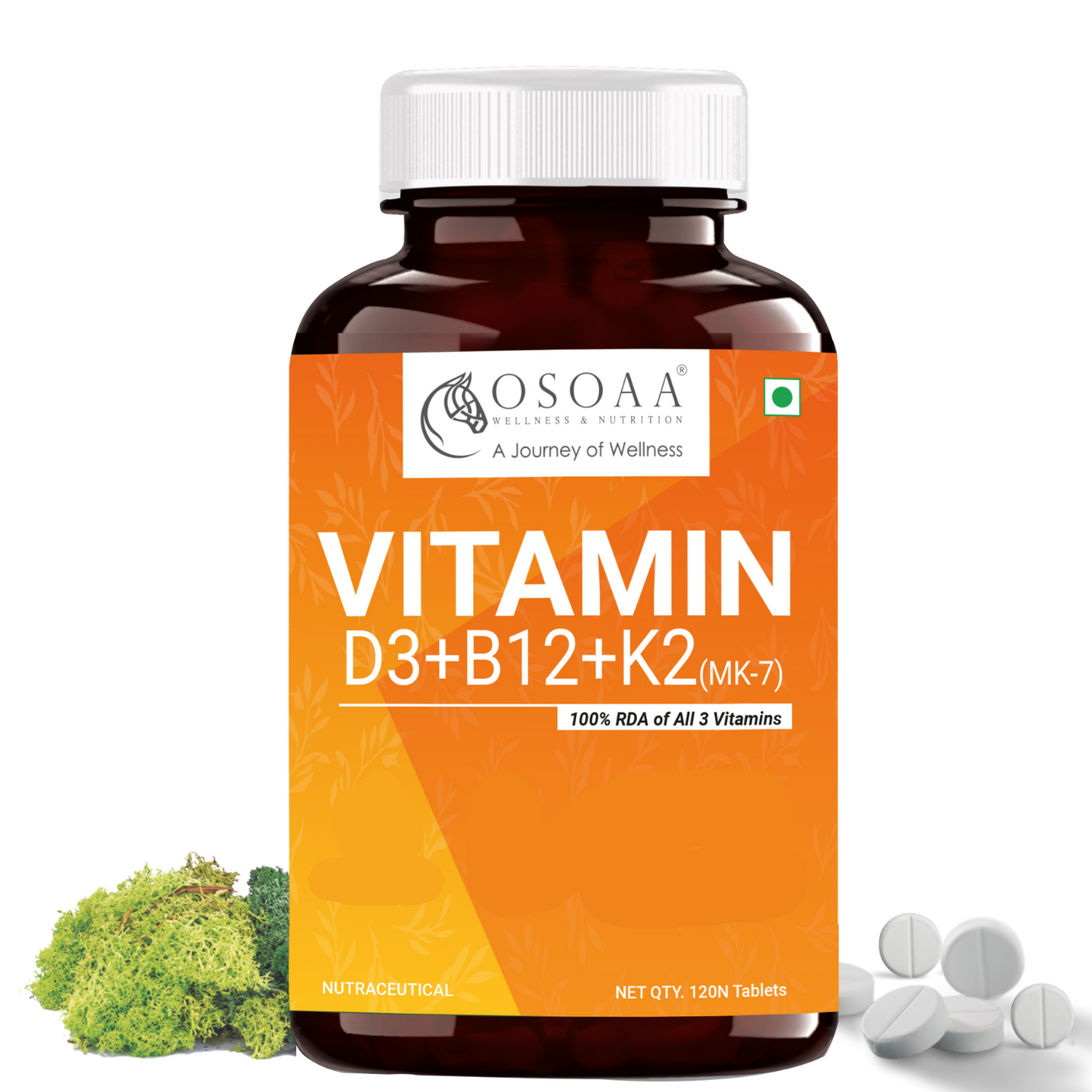 Osoaa Veg Vitamin D3 K2 & B12 - 120 tabs