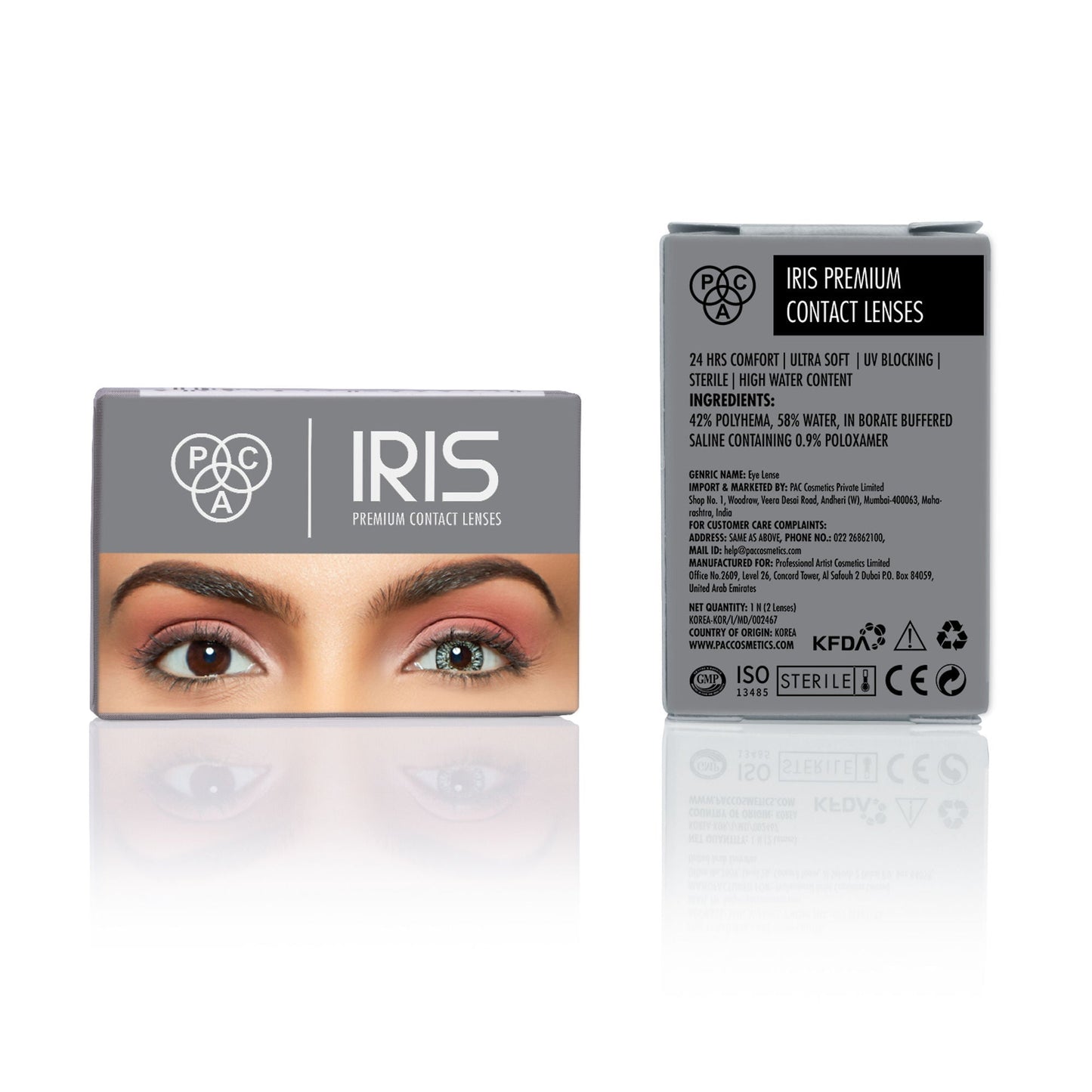 PAC Studio IRIS Premium Contact Lenses Grey - Comfortable Natural Looking, 1 Day Wear, Non-Irritating