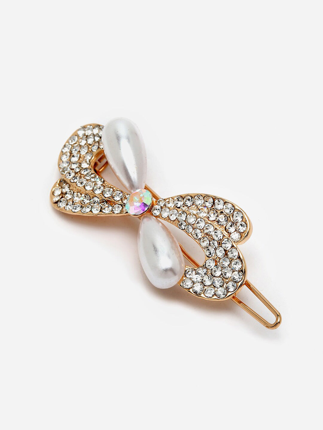 Panash Women Gold-Toned & White Embellished Bumpit Hair Pin
