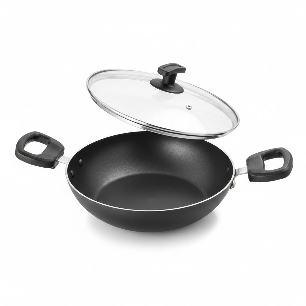 Judge by Prestige Everyday Non-Stick Kadhai with Glass Lid Low Oil Cooking Cool Touch Handles