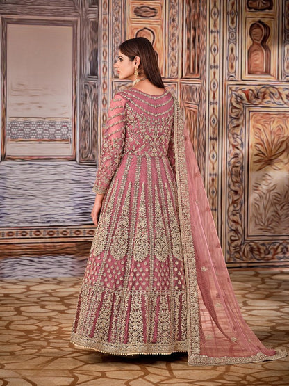 Anaita Light Purple Embroidered Net Anarkali Suit