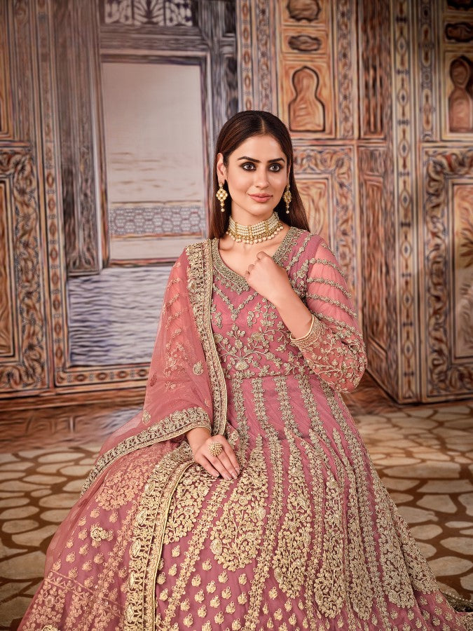 Anaita Light Purple Embroidered Net Anarkali Suit