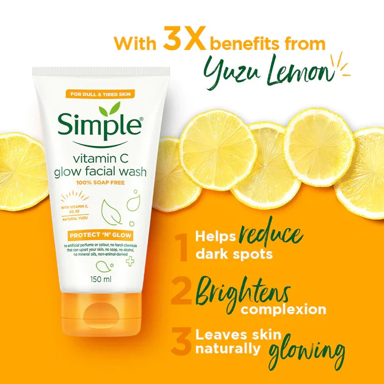 Simple Skincare Vitamin C Glow Facial Wash - 150 ml Pack of 2