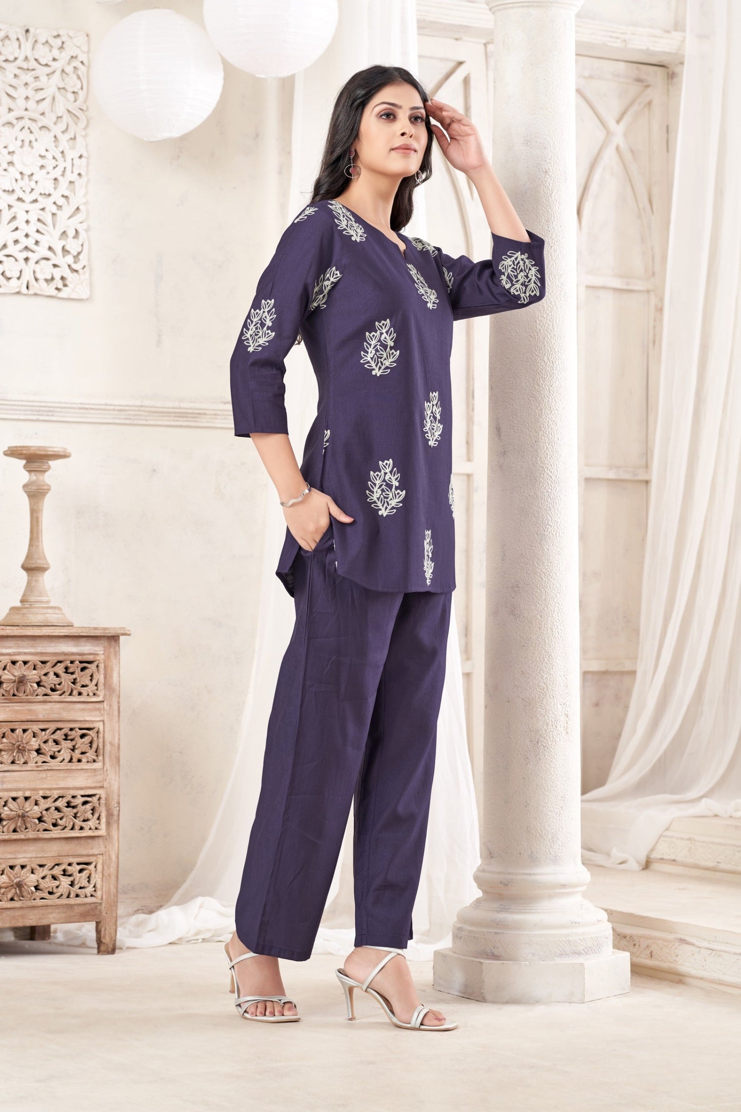 Anaita Butta Blue Stylish Readymade Co-Ords Set