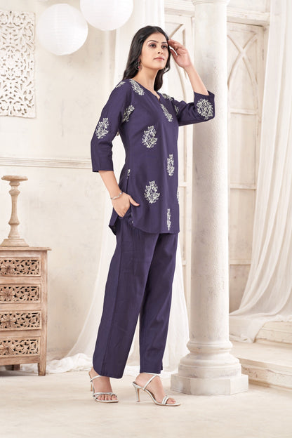 Anaita Butta Blue Stylish Readymade Co-Ords Set
