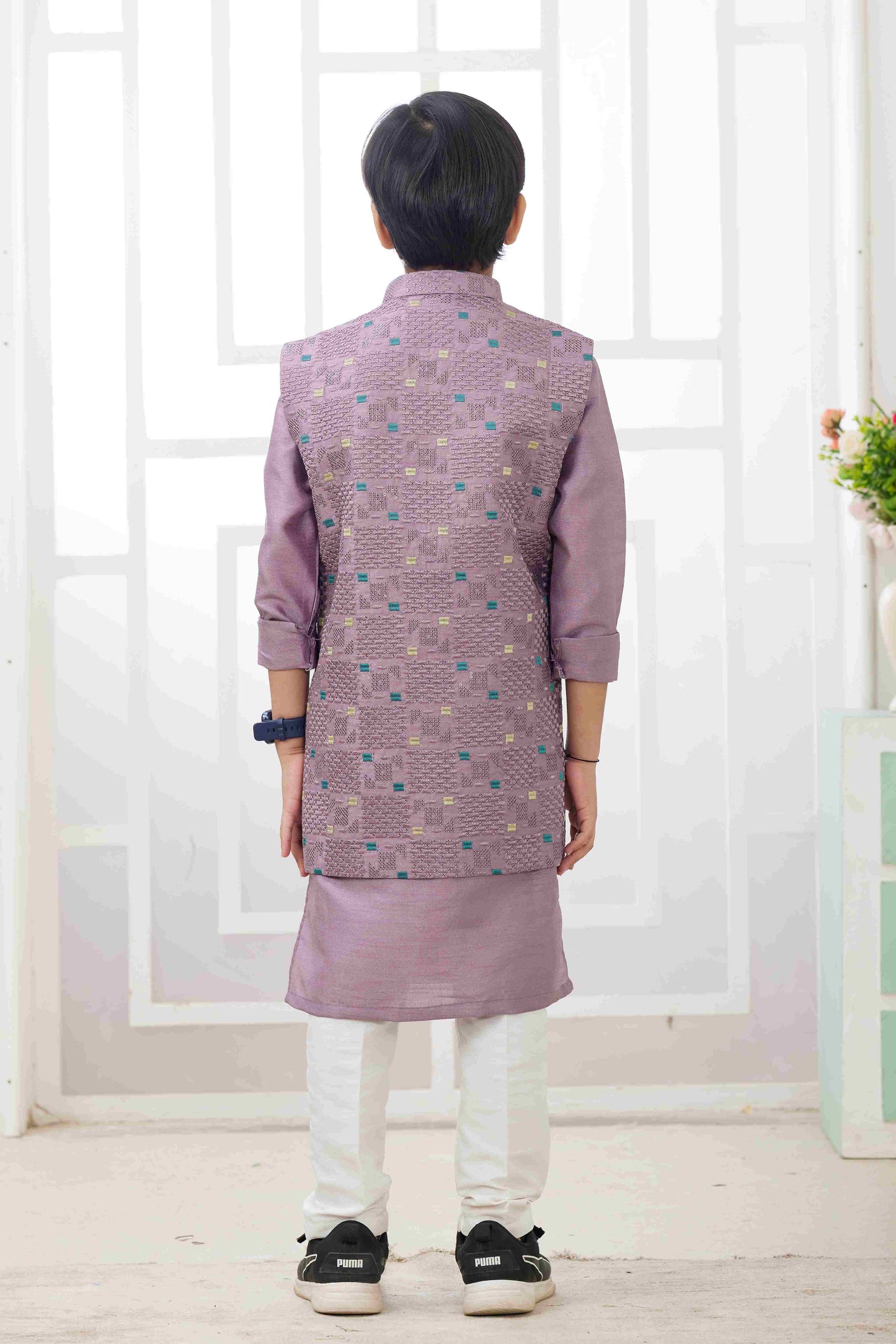 Raivat Ethnic Art Silk Embroidery Work 3 Pics Jacket Set In Onion Pink Colour