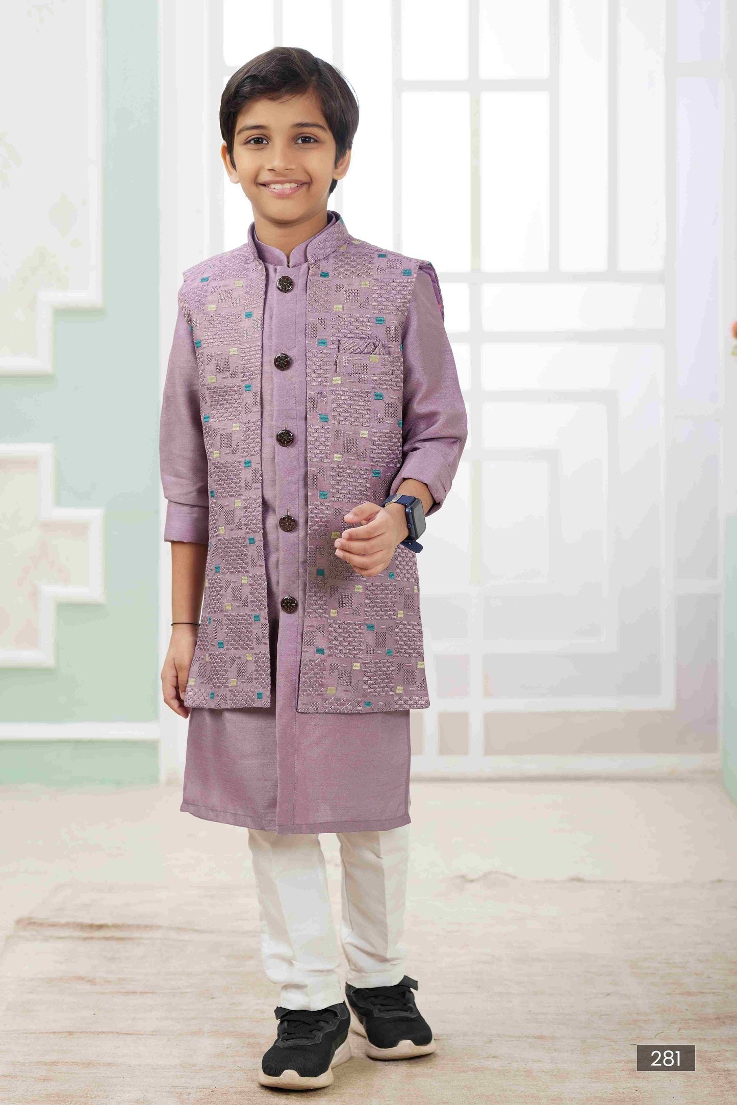 Raivat Ethnic Art Silk Embroidery Work 3 Pics Jacket Set In Onion Pink Colour