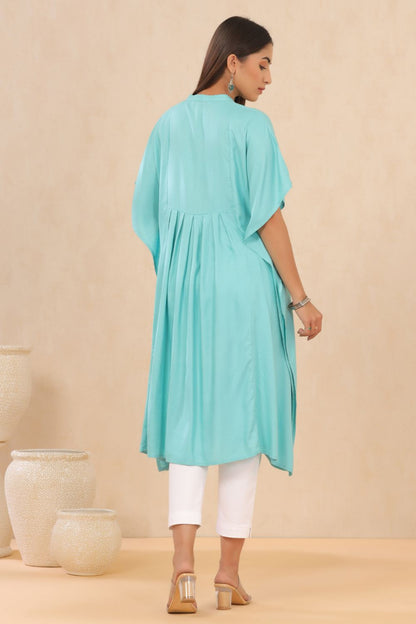 Juniper Womens Skyblue Embroiderd Rayon Dobby Kaftan