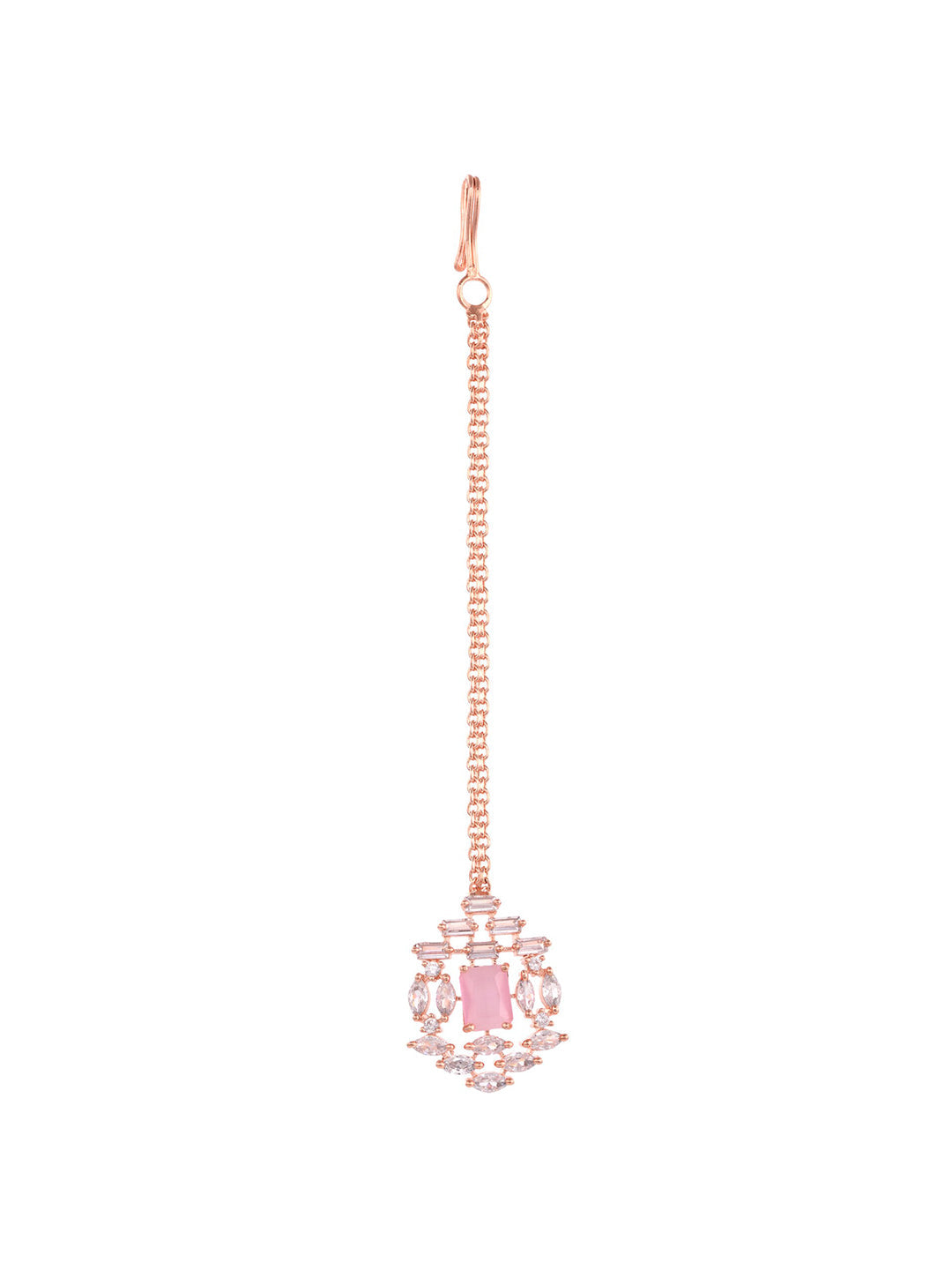 Saraf RS Jewellery Rose Gold-Polished & Pink AD Studded Handcrafted Jewellery Set