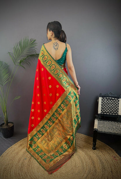 Joban Fashion Green Butti Banarasi Silk Sarees