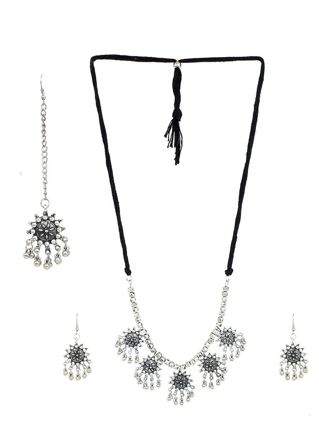 Cardinal Silver-Toned Oxidised Jewellery Set