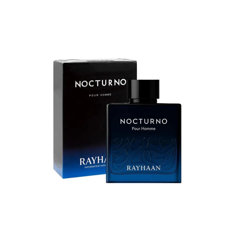 RAYHAAN Nocturno Pour Homme Eau de Parfum for Men Long Lasting Luxury Night Fragrance Elegant Black Blue Glass Bottle