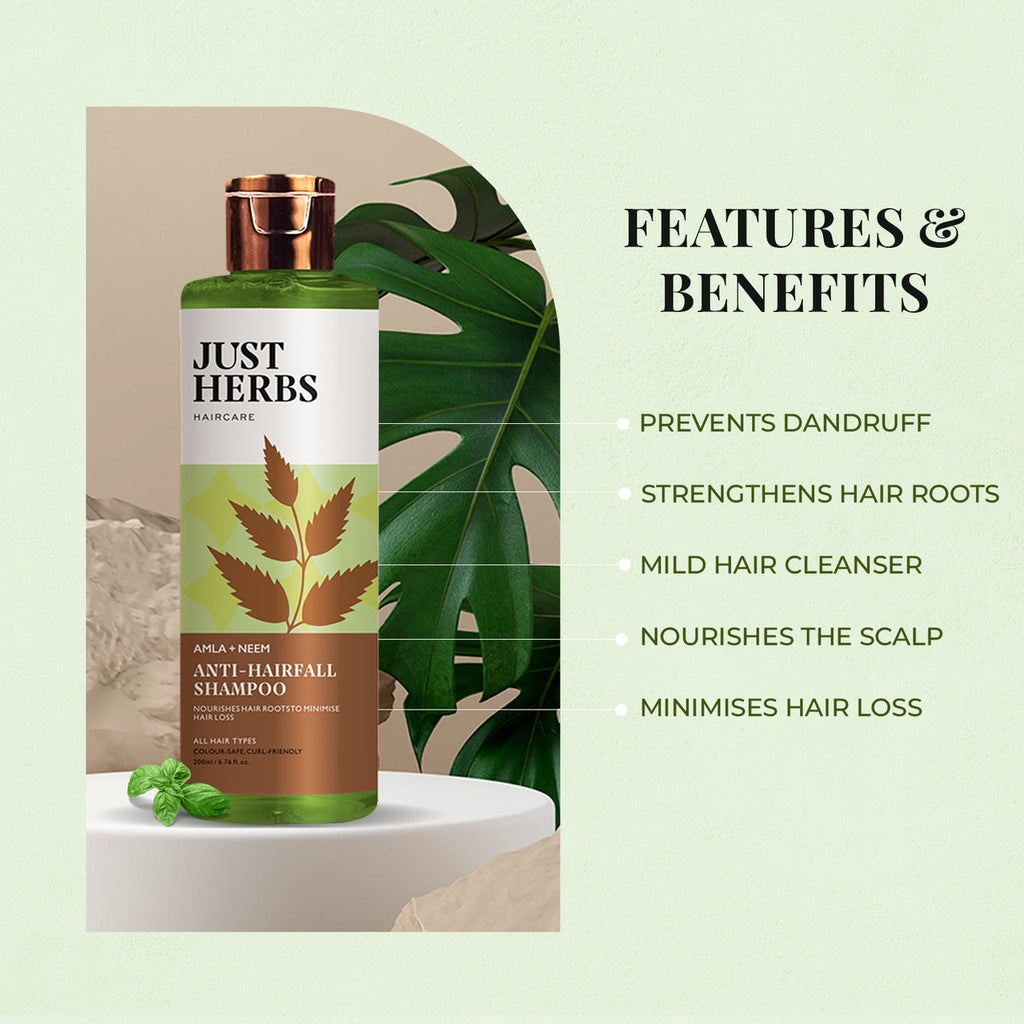 Just Herbs Anti-Hairfall Shampoo with Amla & Neem