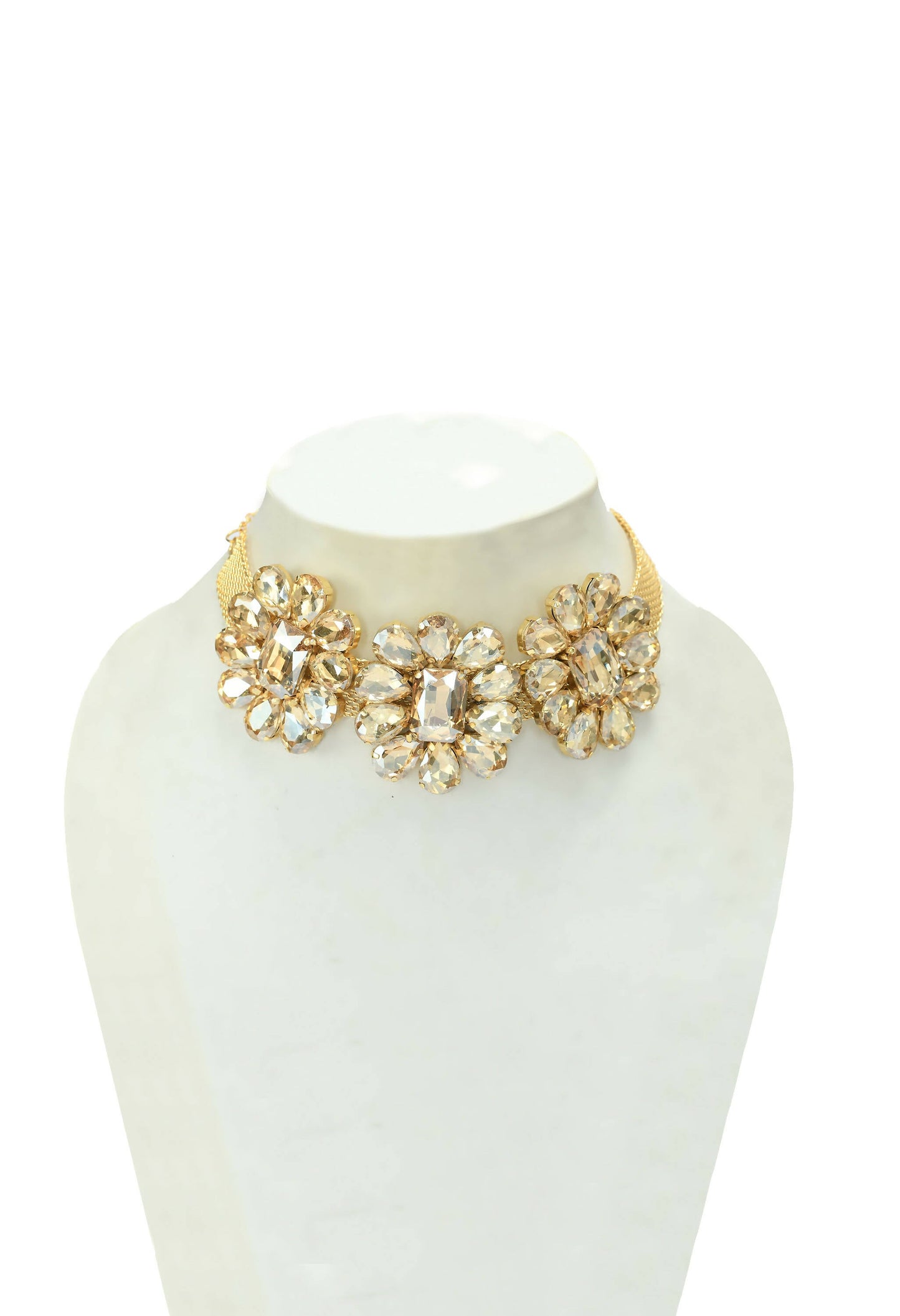 Mominos Fashion Joharkamal Gold-Polished Brass Finish Stone Choker For Women & Girls (Golden)