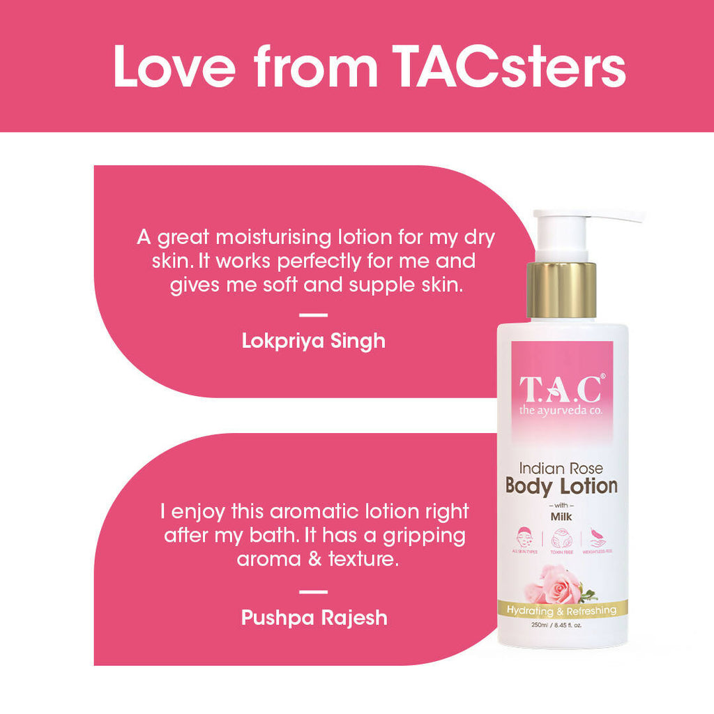 T.A.C - The Ayurveda Co. Indian Rose Body Lotion for Dry Skin with Milk Extract for Deep Nourishment & Moisturization