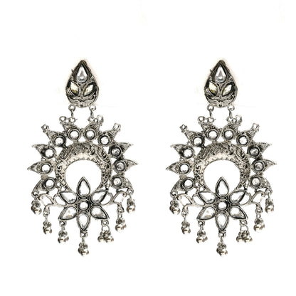 Mominos Fashion Johar Kamal Women Silver-Plated Brass Finish Rani Haar Statement Necklace