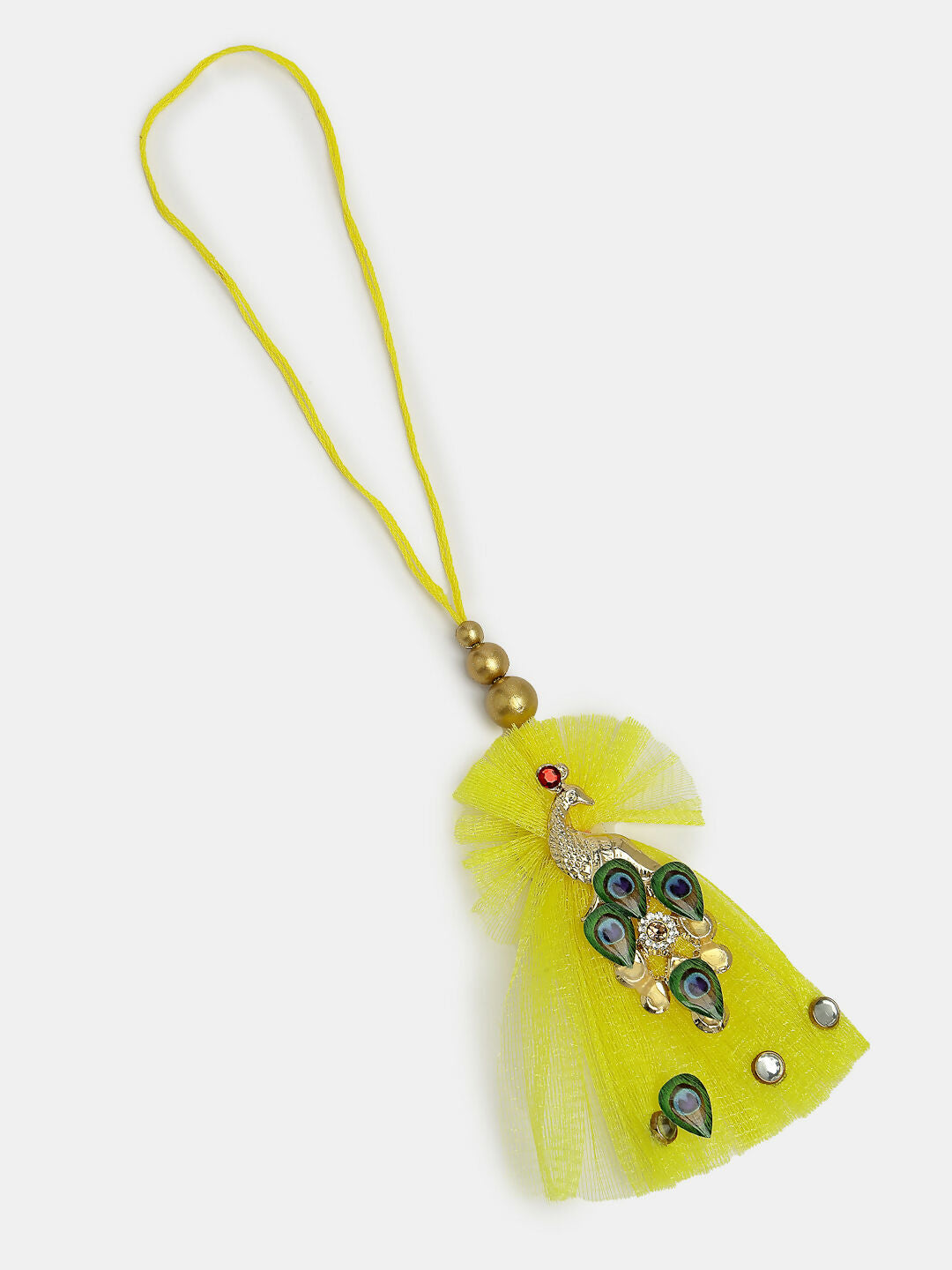 NVR Women & Men Set of 2 Yellow Peacock Design Bhaiya Bhabhi Rakhi With Roli Chawal & Chocolate