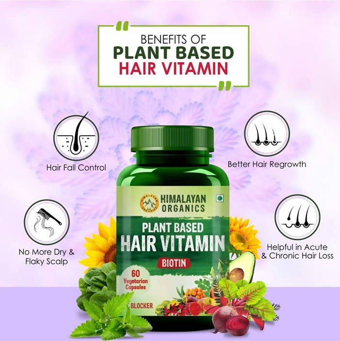 Himalayan Organics Plant Based Hair Vitamin Biotin Vegetarian Capsules