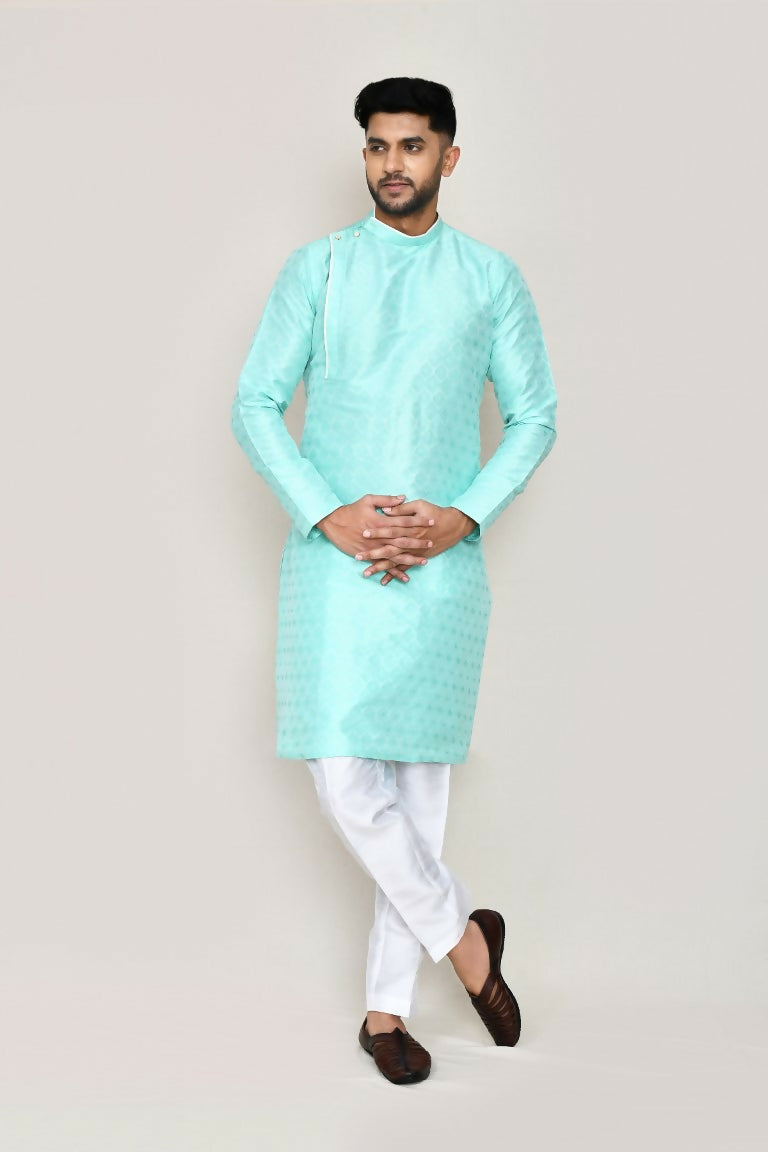 Joban Fashion Green Colored Jacquard Fabric Kurta With Straight Fit Pant