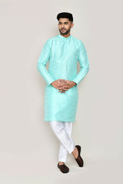 Joban Fashion Green Colored Jacquard Fabric Kurta With Straight Fit Pant
