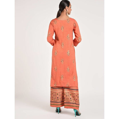 Cheera Women's Beautiful Gold Print And Highlights With Sequence Straight Kurta (CH078K)