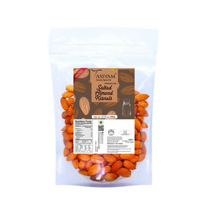 Tassyam Organics Premium Roasted Salted Almonds Namkeen Badaam Giri - Pouch