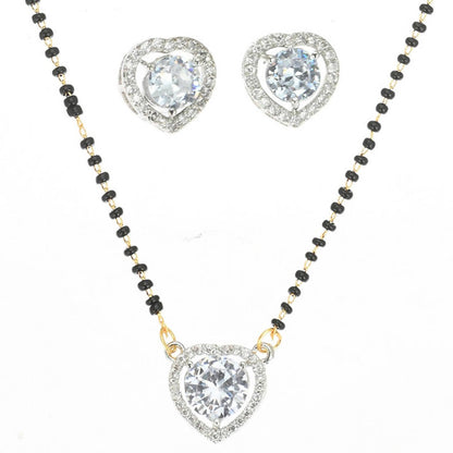 AanyaCentric Gold-Polished Mangalsutra Pendant Earring Set & Silver Plated Anklet