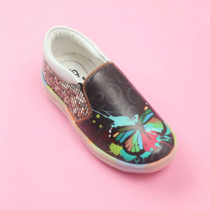 Tiny Bugs Unisex Butterfly Printed Slip Ons Sneakers - Black