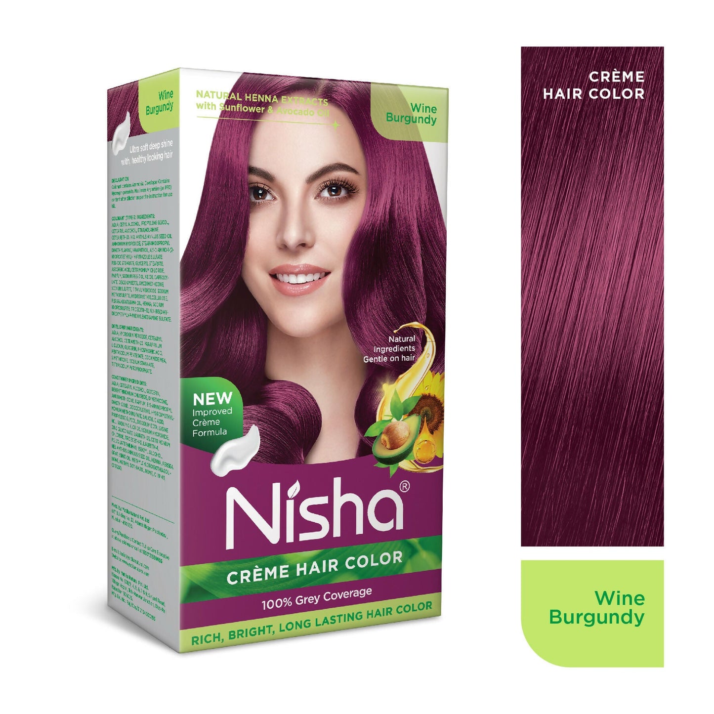 Nisha Creme Hair Color for Women - Wine Burgundy