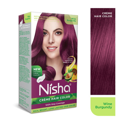 Nisha Creme Hair Color for Women - Wine Burgundy