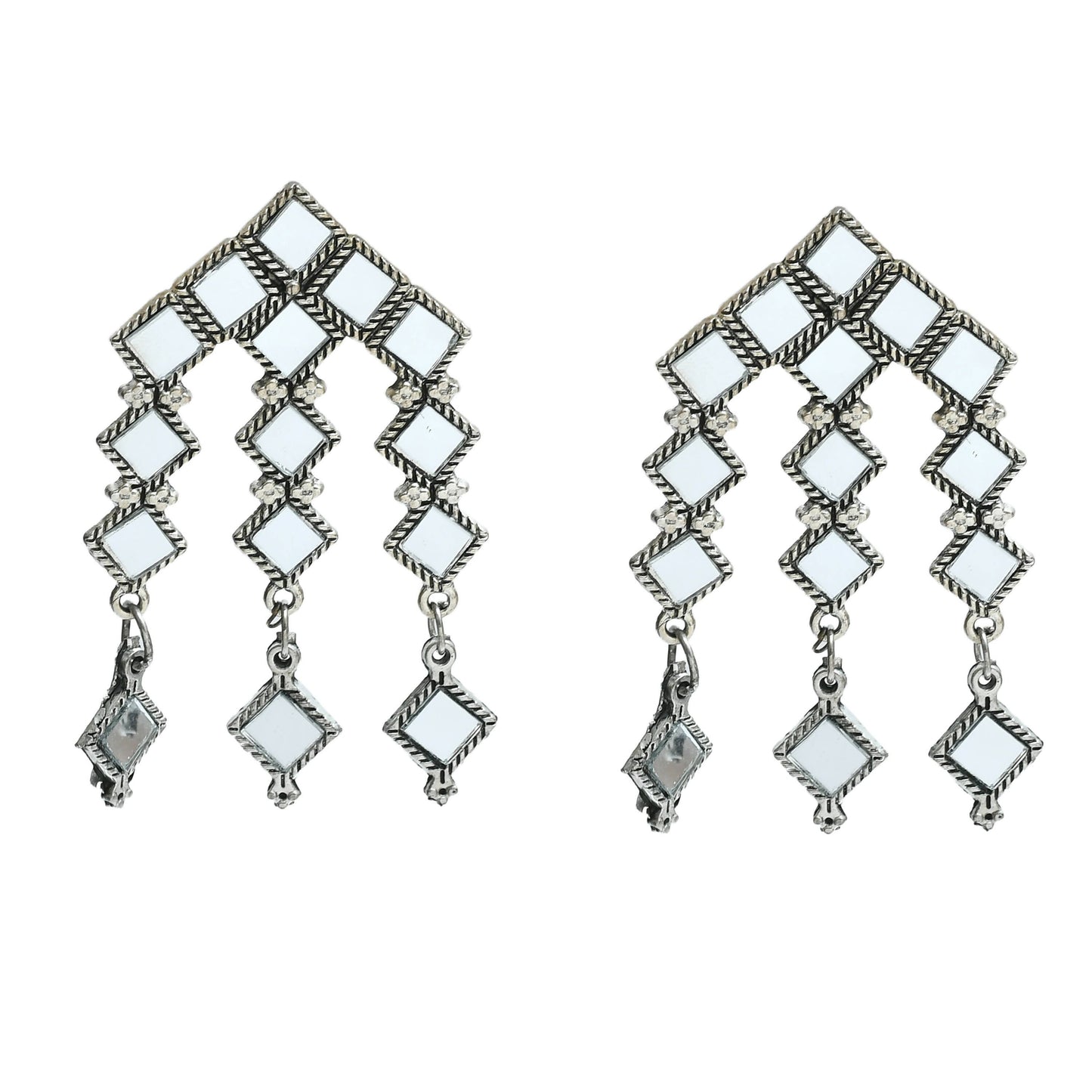 Mominos Fashion Johar Kamal Oxidised Silver-Plated Alloy Finish Mirror Choker For Women
